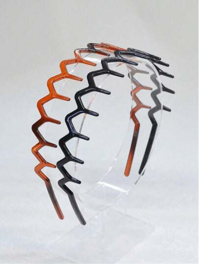 2 قطعة شريط شعر بلاستيكي على شكل موجات مسننة - عصابة شعر مانعة للانزلاق لارتداء أثناء المكياج، غسل الوجه ، السبا ، الحمام واستخدامات يومية ،إكسسوارات شعر عصرية للنساء والفتيات