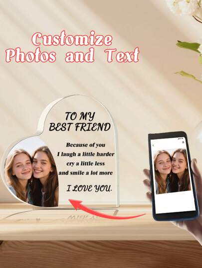 1/2/5 قطع لوحات قلب أكريليك مخصصة 2D، بصور وتصاميم مطبوعة، أنيقة فريدة وجذابة، هدية مثالية لأصدقاء والأبناء والبنات والطلاب والموظفين والأطفال، مناسبة لأعياد الميلاد وعيد الأم واليوم الوطني وحفلات التخرج والزواج والمنزل والمكتب