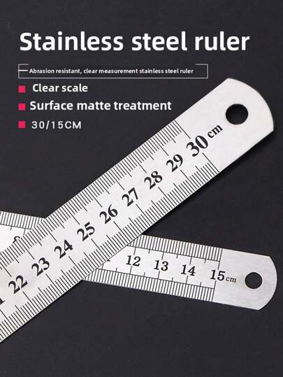 أدوات مكتبية ومدرسية مسطرة من الفولاذ المقاوم للصدأ، مسطرة معدنية سميكة مزدوجة الجانب للاستخدام المكتبي والطلبة