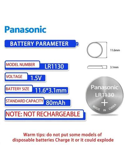 Panasonic 10-100 قطعة من بطاريات الخلايا الدائرية القلوية الأصلية من باناسونيك 189 LR1130 AG10 SR1130 389 V10GA LR54 SR54 لساعة الحاسبة اللعبة