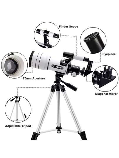قطعة واحدة من تلسكوب فلكي عالي الأداء عالي الدقة، تلسكوب فلكي عام للمبتدئين، عدسات بصرية، طبقات متعددة، هدايا أعياد الميلاد والأعياد للأصدقاء والعائلة، مناسب لمشاهدة النجوم والسفر والاستكشاف في الهواء الطلق