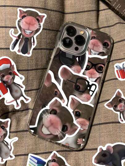 60 ملصق مقاوم للماء بتصميم فينيل الفئران (PVC) ، ملصقات مخطط جميلة للدفاتر والأجهزة المحمولة والمفكرات، لوازم مدرسية ومكتبية قابلة لإعادة الاستخدام (الطراز: FE235)