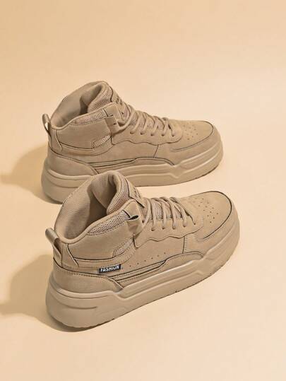 أحذية كاجوال للرجال مصنوعة من الجلد والشباك القابلة للتشابك، لون أحادي كلاسيكي للخارج مناسبة للجميع المواسم