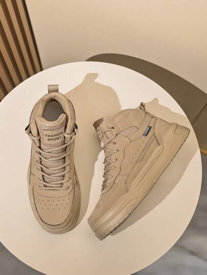 أحذية كاجوال للرجال مصنوعة من الجلد والشباك القابلة للتشابك، لون أحادي كلاسيكي للخارج مناسبة للجميع المواسم