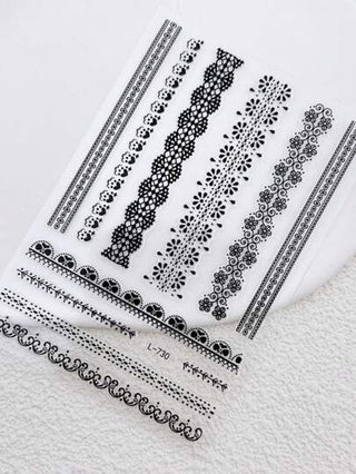 16 قطعة / مجموعة من ملصقات أظافر الدانتيل الفرنسية بأربعة ألوان، ملصقات مائية لتزيين الأظافر مع مناكير الأظافر, ملصقات زخرفية DIY تلتصق