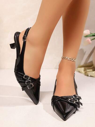 2 حبة/مجموعة صندل ذو أصبع قدم مدبب منخفض القص مع رباط متقاطع وكعب عالٍ، أحذية أنيقة ذات كعب عالٍ مع رباط الكاحل للصيف 2025