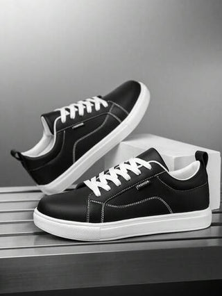 أحذية رجالية كاجوال بنمط حرفي متباين الألوان، بسيطة وعملية، أحذية رياضية مسطحة سهلة الارتداء، أربطة أمامية