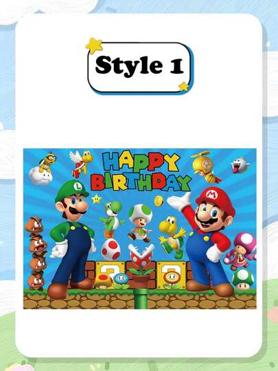 Super Mario قماش خلفية تصوير بشكل سوبر ماريو ،لافتة ديكور حفلة عيد الميلاد ،وملحقات الوعظ