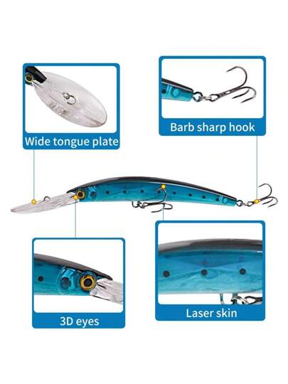 زعنفة 20سم/23جرام مفرقعة للأعلى المناسبة للصيد البحري، مع جرس وخطاطيف ثلاثية مطورة