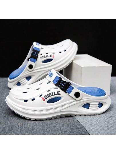 WANWEISI صندل رياضي للرجال وأحذية كلوج الكاجوال قابلة للانزلاق على القدم مفتوحة الأصبع ، للارتداء في الحدائق ، مصنوعة من مادة EVA برأس دائري ، بلون واحد، مع حماية من أشعة الشمس للاستخدام في أحذية الشاطئ الصيفية