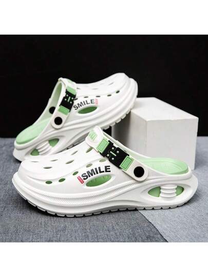 WANWEISI صندل رياضي للرجال وأحذية كلوج الكاجوال قابلة للانزلاق على القدم مفتوحة الأصبع ، للارتداء في الحدائق ، مصنوعة من مادة EVA برأس دائري ، بلون واحد، مع حماية من أشعة الشمس للاستخدام في أحذية الشاطئ الصيفية