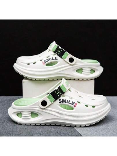 WANWEISI صندل رياضي للرجال وأحذية كلوج الكاجوال قابلة للانزلاق على القدم مفتوحة الأصبع ، للارتداء في الحدائق ، مصنوعة من مادة EVA برأس دائري ، بلون واحد، مع حماية من أشعة الشمس للاستخدام في أحذية الشاطئ الصيفية