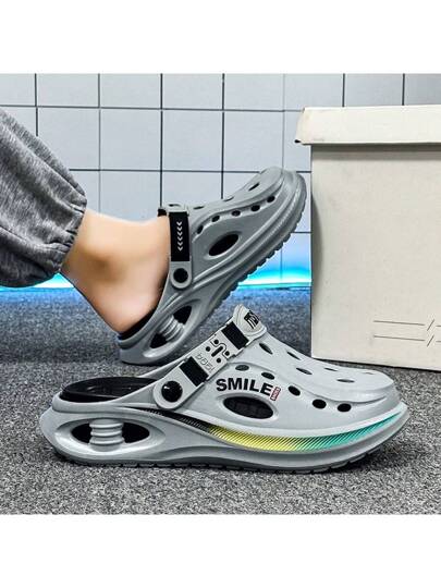 WANWEISI صنادل رجالية كاجوال للخروج والحدائق، ذات اصبع مفتوح وكعب انزلاقي من مادة EVA، بلون أحادي، مناسبة لارتدائها بالصيف في الشاطئ مع الحماية من التعرض للشمس