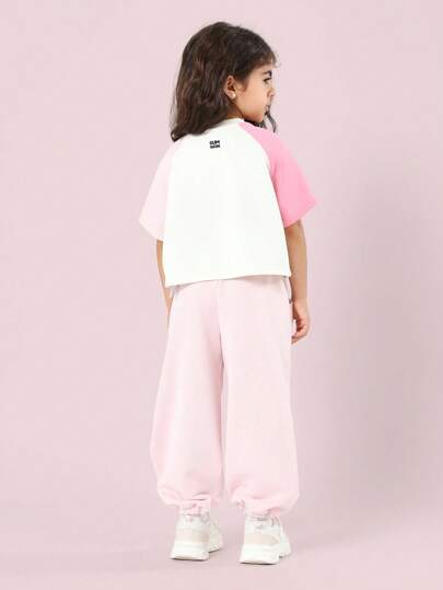 تيشيرتات بناتي SUMWON بدلة رياضية نيويورك للأطفال متناسقة قمصان وبنطلون تريننج ملابس تدريب صيفية وربيعية مكونة من قطعتين