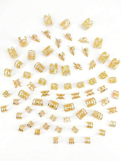 70 قطعة خرز للشعر ، أساور للشعر ، حلقات تزيين ضفائر الشعر من سبيكة معدنية ، جذابات شعر للضفائر ، أطواق معدنية قابلة للتعديل ، مجوهرات شعر ، اكسسوارات شعر