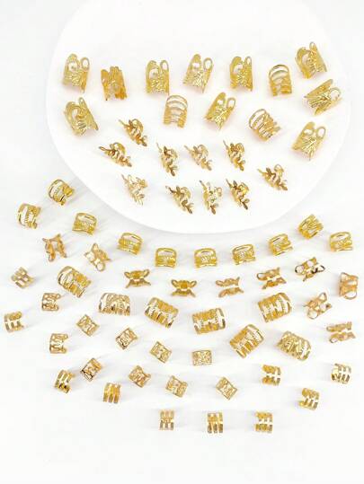 70 قطعة خرز للشعر ، أساور للشعر ، حلقات تزيين ضفائر الشعر من سبيكة معدنية ، جذابات شعر للضفائر ، أطواق معدنية قابلة للتعديل ، مجوهرات شعر ، اكسسوارات شعر