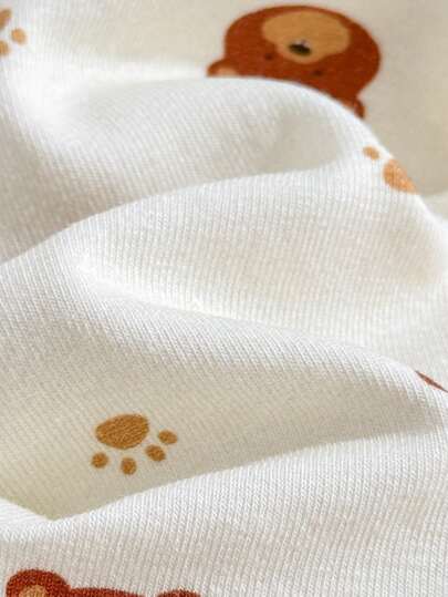 Loomiva طقم سروال مطبوع برسوم حيوانات كرتونية ناعمة مرنة الخصر, مناسب للاطفال الرضع 2 قطعة