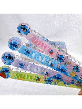 أدوات مكتبية ومدرسية Disney 4 قطع/ قطعة واحدة من مسطرة طالب نموذج كرتوني، مسطرة ستيتش الكرتونية، مسطرة كتيب كرتوني، مسطرة موجية 15 سم، لوازم مدرسية، العودة إلى المدرسة