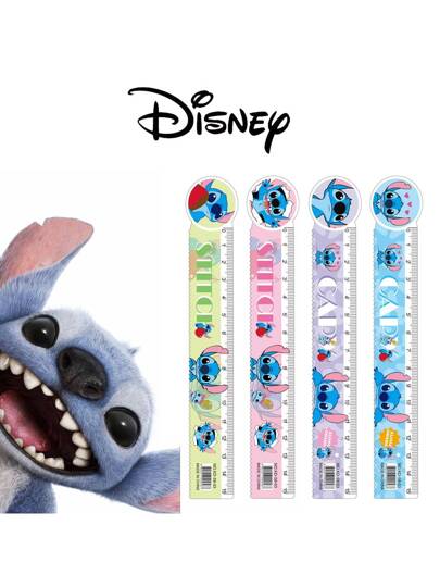 أدوات مكتبية ومدرسية Disney 4 قطع/ قطعة واحدة من مسطرة طالب نموذج كرتوني، مسطرة ستيتش الكرتونية، مسطرة كتيب كرتوني، مسطرة موجية 15 سم، لوازم مدرسية، العودة إلى المدرسة