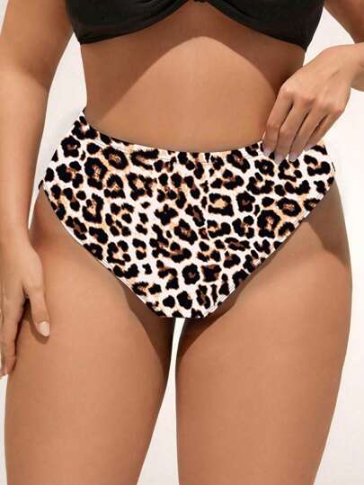 Swim SXY شريحة عجز الفهد المطبوعة عشوائيًا ، ملابس سباحة للنساء بطراز مناسبة للقصيرة ، للاستجمام الشاطئي الصيفي العادي