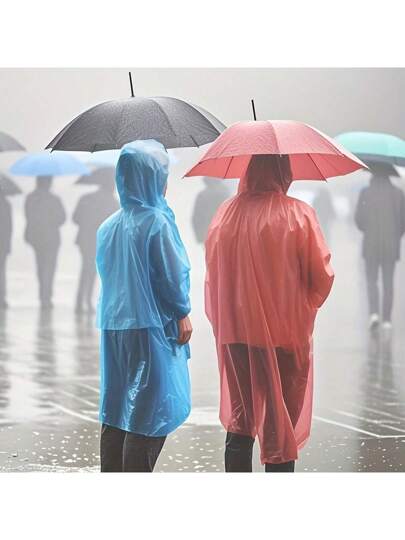 2025 موضة ساخنة، 5 قطع معاطف مطر مضغوطة عالمية، من مادة البولي إيثيلين، مقاومة للماء تمامًا، محمولة، مناسبة للسفر والتنزه والصيد والتخييم، معدات الأمطار الخارجية للكبار، اللون الأزرق، بدون طباعة، ملائمة للقيادة على حمار صغير، مقاومة للرياح والأمطار ~ للجن