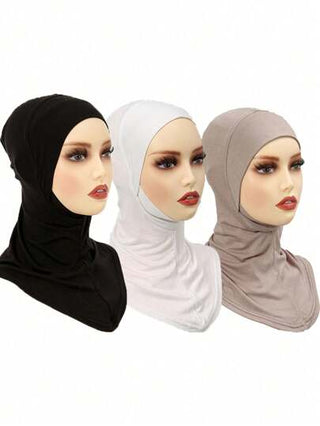 مجموعة موضة نسائية مكونة من 3 قطع شاملة: غطاء ذقن مرن، حجاب، ووشاح رأس، مناسبة للاستخدام اليومي، مع عباءة