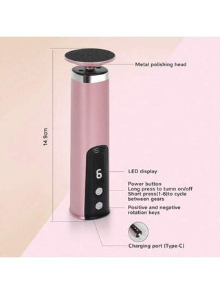 طقم طاحونة القدم الكهربائية، قابلة للشحن عبر USB، 10 رؤوس طحن، 10 أوراق تجليخ خشنة و10 ناعمة، طاحونة أظافر محمولة، بطارية ليثيوم قابلة لإعادة الشحن 1200 مللي أمبير لتجميل اليدين بالمنزل