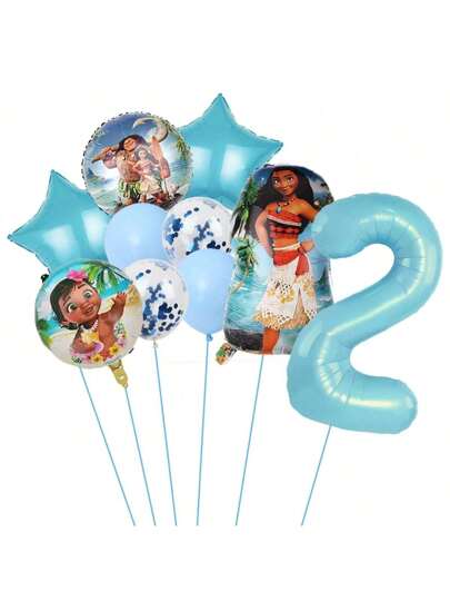 Mattel 10 قطعة مجموعة بالونات زينة حفلة عيد ميلاد بموضوع المغامرة في البحر ، تشمل بالونات ألمنيوم مطفأة بنمط نجمة خماسية بزرقاء بقطر 18 إنش وبالونات ألومنيوم مطفأة بأرقام من 1 إلى 9 بلون أزرق وقطر 32 إنش ، مناسبة لزينة حفلات عيد الميلاد وتزيين حفلات...