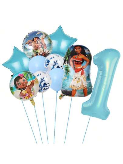 Mattel 10 قطعة مجموعة بالونات زينة حفلة عيد ميلاد بموضوع المغامرة في البحر ، تشمل بالونات ألمنيوم مطفأة بنمط نجمة خماسية بزرقاء بقطر 18 إنش وبالونات ألومنيوم مطفأة بأرقام من 1 إلى 9 بلون أزرق وقطر 32 إنش ، مناسبة لزينة حفلات عيد الميلاد وتزيين حفلات...