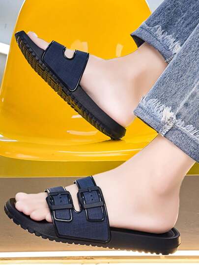 صنادل رجالية صيفية لاستخدام الخارجي على الشاطئ ، خفيفة الوزن ، امتصاص الصدمات ، مقاومة للانزلاق ، مقاومة للماء ، مناسبة للاستخدام في المنزل والخارج والشاطئ ، هادئة