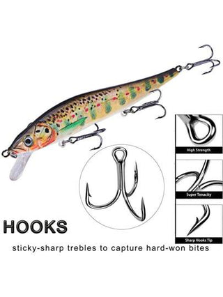 طعم صيد 11.5 سم، طعم صيد صناعي صلب من النوع الطافي الضحل للقاع للأنواع السمكية مثل السمك الأبيض، عدة صيد