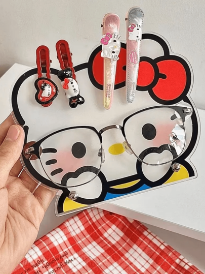 أثاث مكتبي Sanrio قطعة واحدة حامل نظارات شمسية أكريليك لطيف للمكتب، رف تخزين النظارات، حامل رف، حامل نظارات، حامل تخزين بجانب السرير