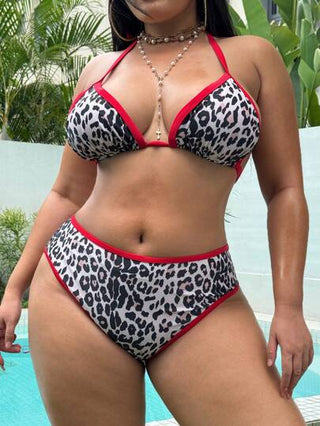 Swim SXY قطعة بيكيني مقاسات كبيرة للنساء ذات طبعة نمر للشاطئ