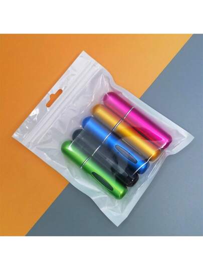 5 قطع زجاجة عطر قابلة لإعادة التعبئة بحجم السفر مصنوعة من سبيكة الألمنيوم بقاع محمول ، مرذاذ صغير قابل لإعادة التعبئة لنساء حامل العطر جيب الرش 5مل