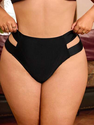 Swim Basics بكيني أسود ذو لون أحادي أنيق للمقاسات الكبيرة ، مناسب للصيف