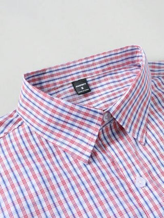 Manfinity Mode قميص كاجوال/للتنقل أحادي الصدر مربع النمط بأكمام طويلة للرجال، خريف