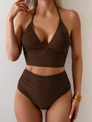 طقم تانكيني حريمي Swim Basics بكيني للنساء من قطعتين موحد اللون مرِّيح وممشق