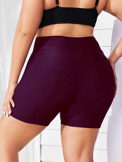 Swim Lushoire بنطلون سباحة للسيدات المليئات باللون الموحد للأجازات الشاطئية