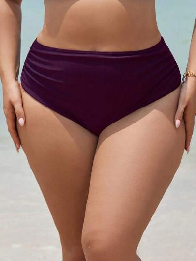 Swim SPRTY بكيني سفلي لنساء متحرة الحجم، ذو سحاب، بلون أحادي، مناسب للصيف والشاطئ