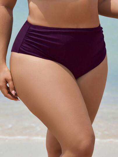 Swim SPRTY بكيني سفلي لنساء متحرة الحجم، ذو سحاب، بلون أحادي، مناسب للصيف والشاطئ