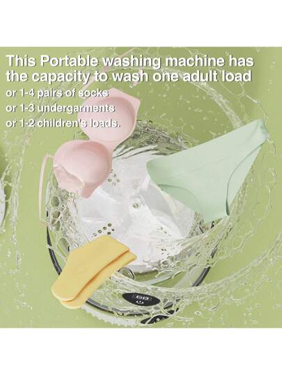 GENAI غسالة يدوية محمولة، قابلة للشحن عبر USB غسالة سفر محمولة صغيرة، 2 أوضاع غسيل قابلة للطي، غسيل عميق للملابس الداخلية، ملابس الأطفال والجوارب، مناسبة للشقق والمدارس الداخلية