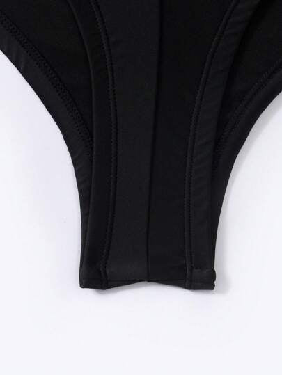 Swim Vcay بيكيني بقطعتين لحجم كبير للنساء، سادة اللون