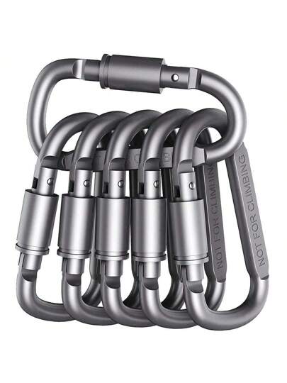 2/4 خطاف بنابض على شكل حرف D مزود بمشبك آمان من سبيكة الألومنيوم الأسود، مثالي للتخييم والتنزه والصيد وتعليق المفاتيح