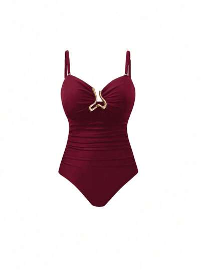 Swim Oasis امرأة بحجم كبير قطعتان لباس سباحة فاخر على طراز الواحة باللون الأسود، بمنطقة الصدر المجوفة المنحفة مع تنورة غطاء من شبكة سوداء، للصيف والعطلات الشاطئية