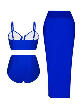 Swim Oasis مجموعة ثلاثية القطع للمرأة ذات المقاسات الكبيرة، قطعة بانديو سوداء فاخرة، مع أشرطة قابلة للفصل، بليزر بخصر عالي باللون الذهبي مع طبقة شبكية سوداء، مناسبة للصيف والعطلات الشاطئية