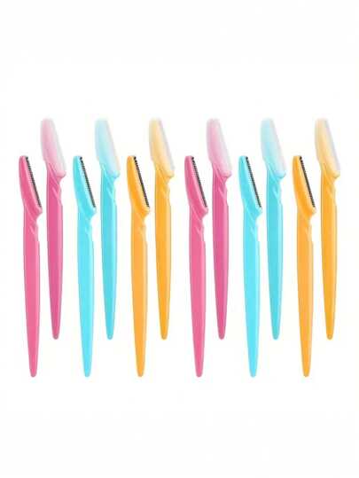 SHEIN 1/3/6/12 24 قطعة ماكينة تشذيب شعر الحواجب والوجه للرجال والنساء - ماكينة تشذيب الشعر من الفولاذ المقاوم للصدأ مع أغطية ، تصميم أرجونومي ، مثالي لإزالة شعر الحواجب والأذن والأنف ، خالي من الروائح ، أدوات تجميل حديثة ، ماكينات حلاقة متينة ،...