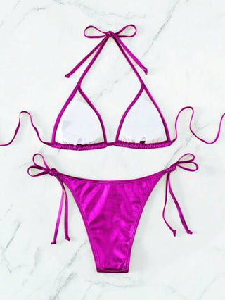 طقم تانكيني حريمي Swim SXY بيكيني حلقة العنق بألوان زاهية للنساء