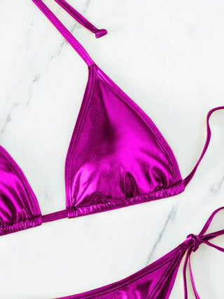 طقم تانكيني حريمي Swim SXY بيكيني حلقة العنق بألوان زاهية للنساء