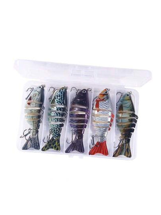 HENGJIA 5 قطع/علبة طُعم صيد أسماك كاذب شبيه بالحياة 7 قطع قابلة للانفصال، عُطَّاسة، طُعم أسماك صلبة بطيئة 9.7سم /14.5جم، صِنارة صيد اصطناعية