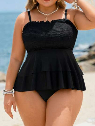 Swim Lushoire بيكيني بحجم كبير للنساء، ملابس علوية بيكيني بشرايط للحلقة ذو فتحة للكتف، مع أشرطة قابلة للفصل، مناسب للبحر والعطلات الصيفية'